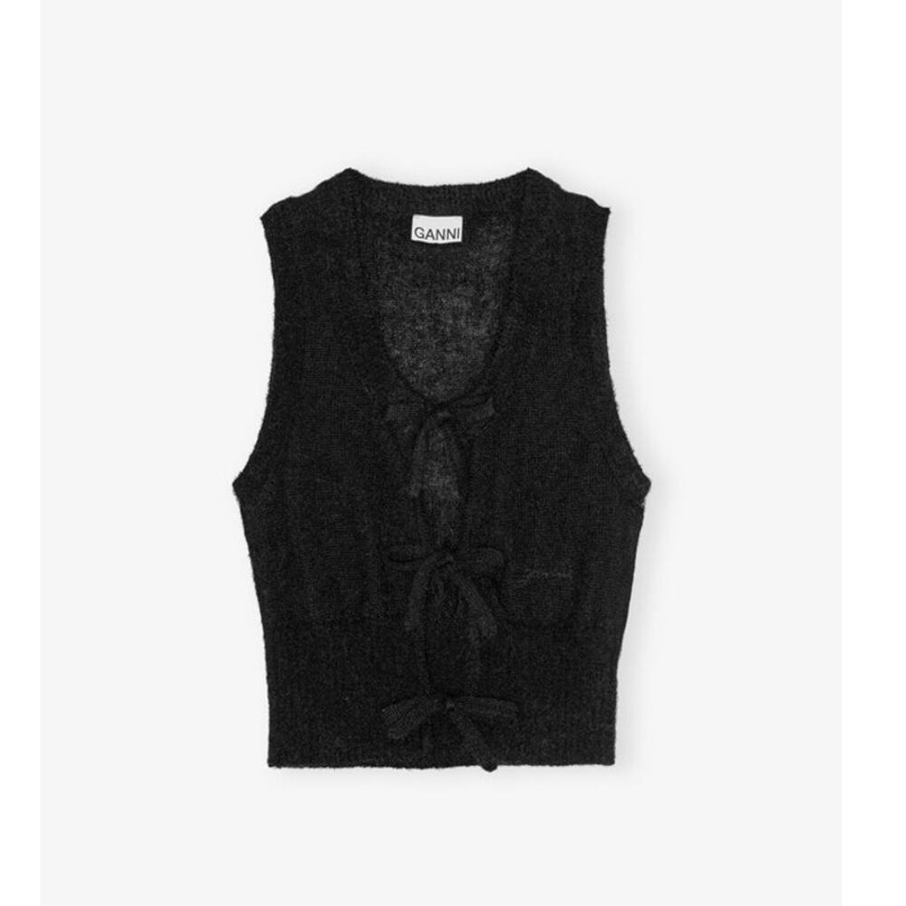 Ganni Mohair Black Tie String Vest Small Spring Summer 325$